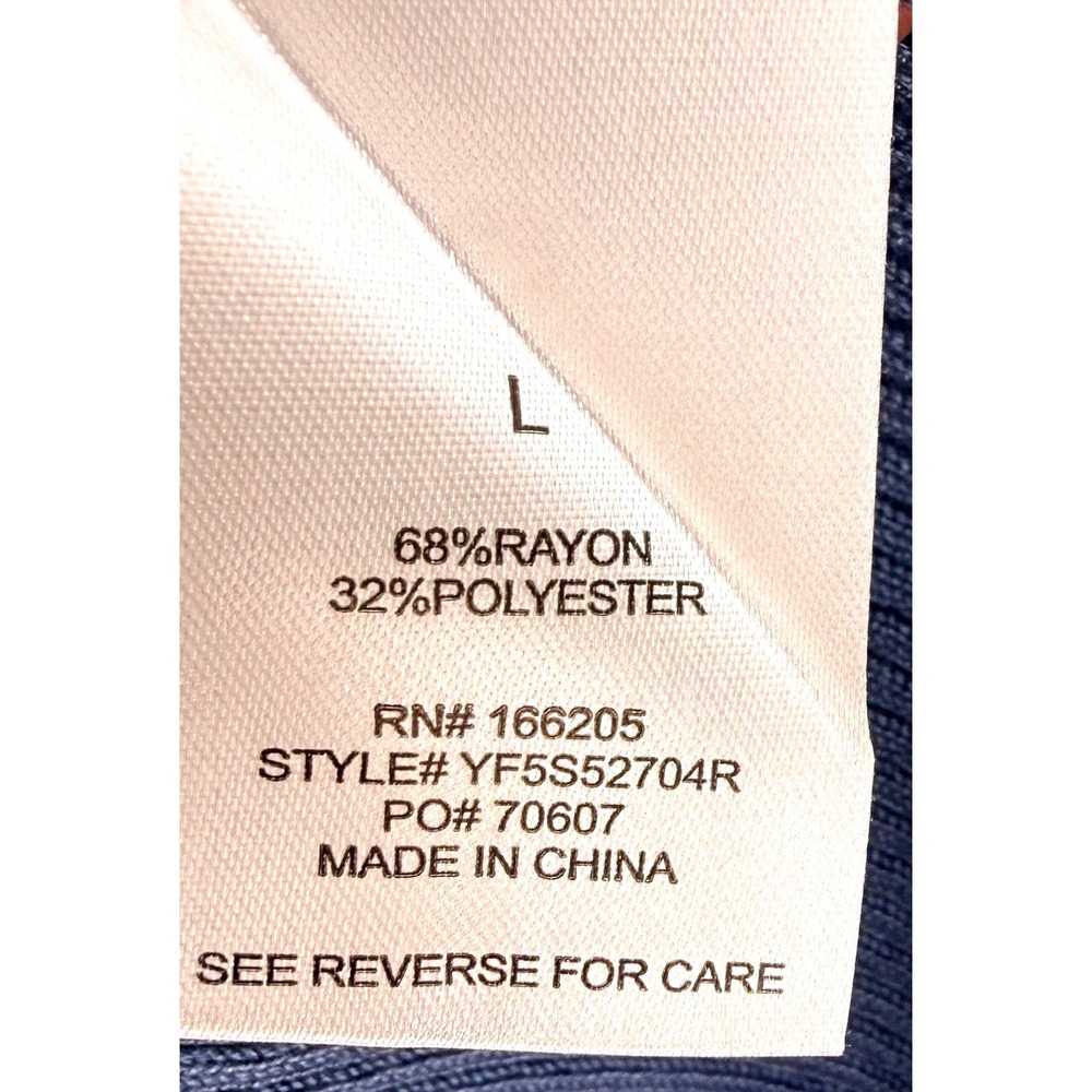 Lucky Brand Blue Ribbed Knit A Line Midi Dress Sz L Minimalist Costal Soft Girl - Picture 7 of 8